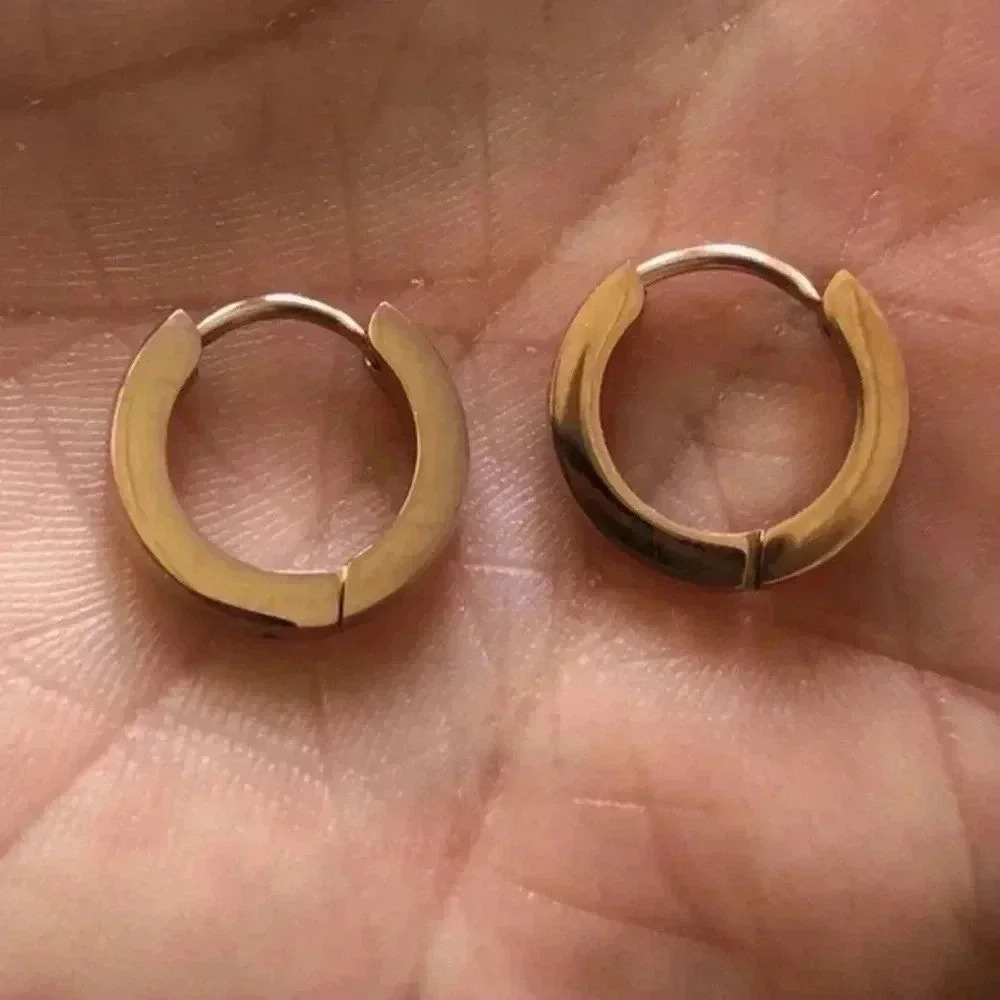 Rose Gold 2.8mm Stainless Steel Stud Hoop Earrings NWT